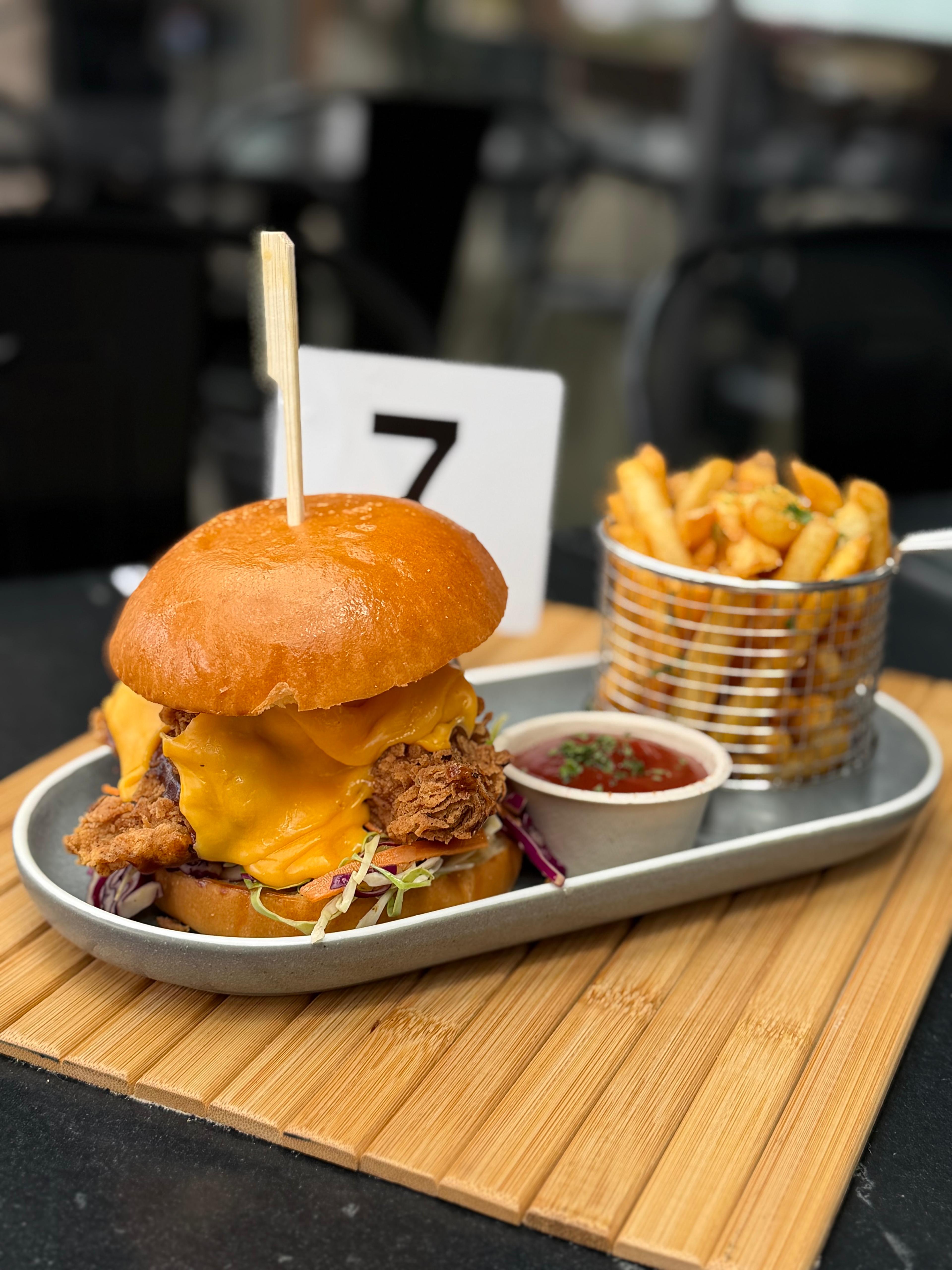 Southern Fried Chicken Burger + Fries